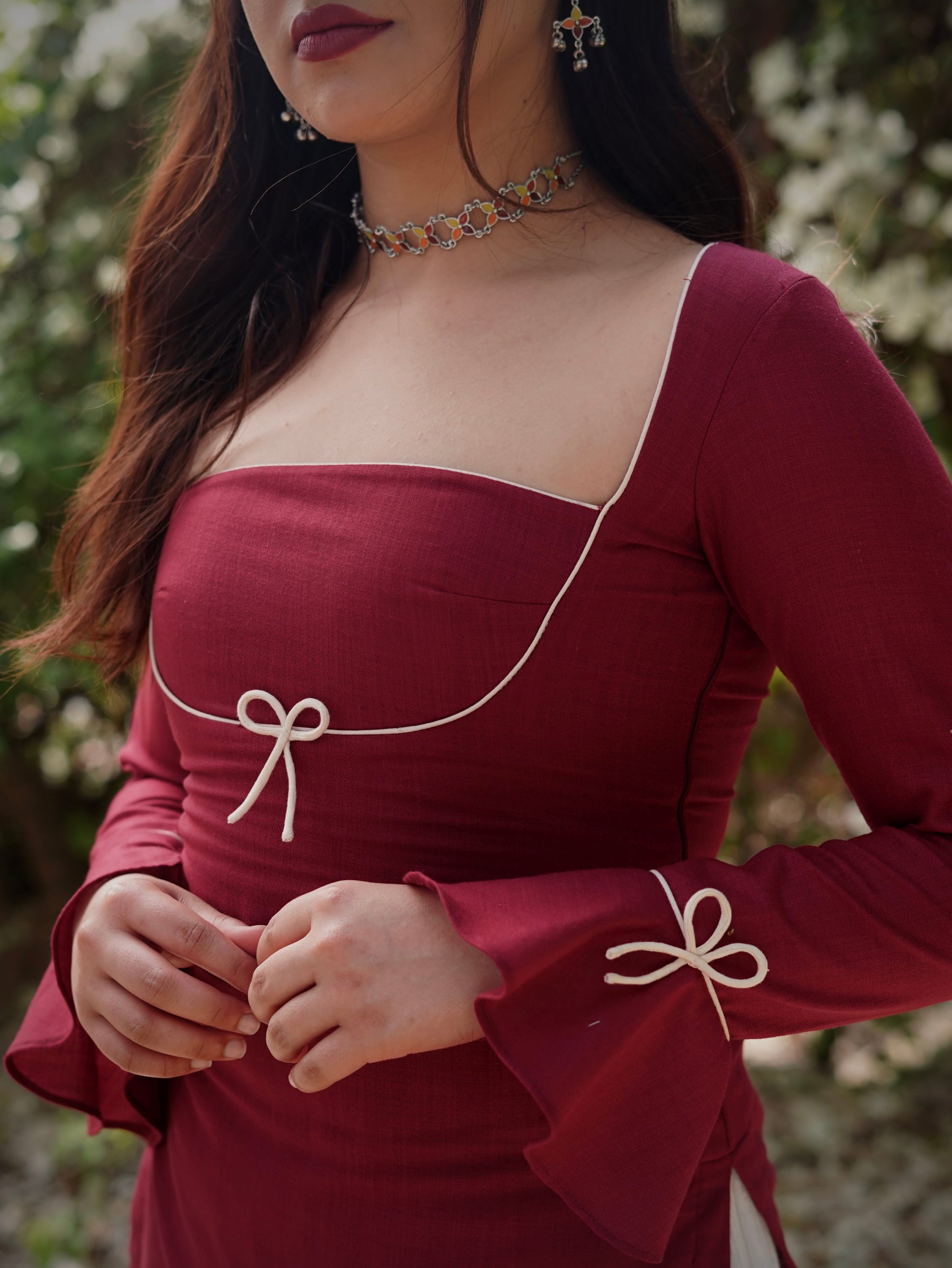 Sangria Ishq Bow Detail Kurti