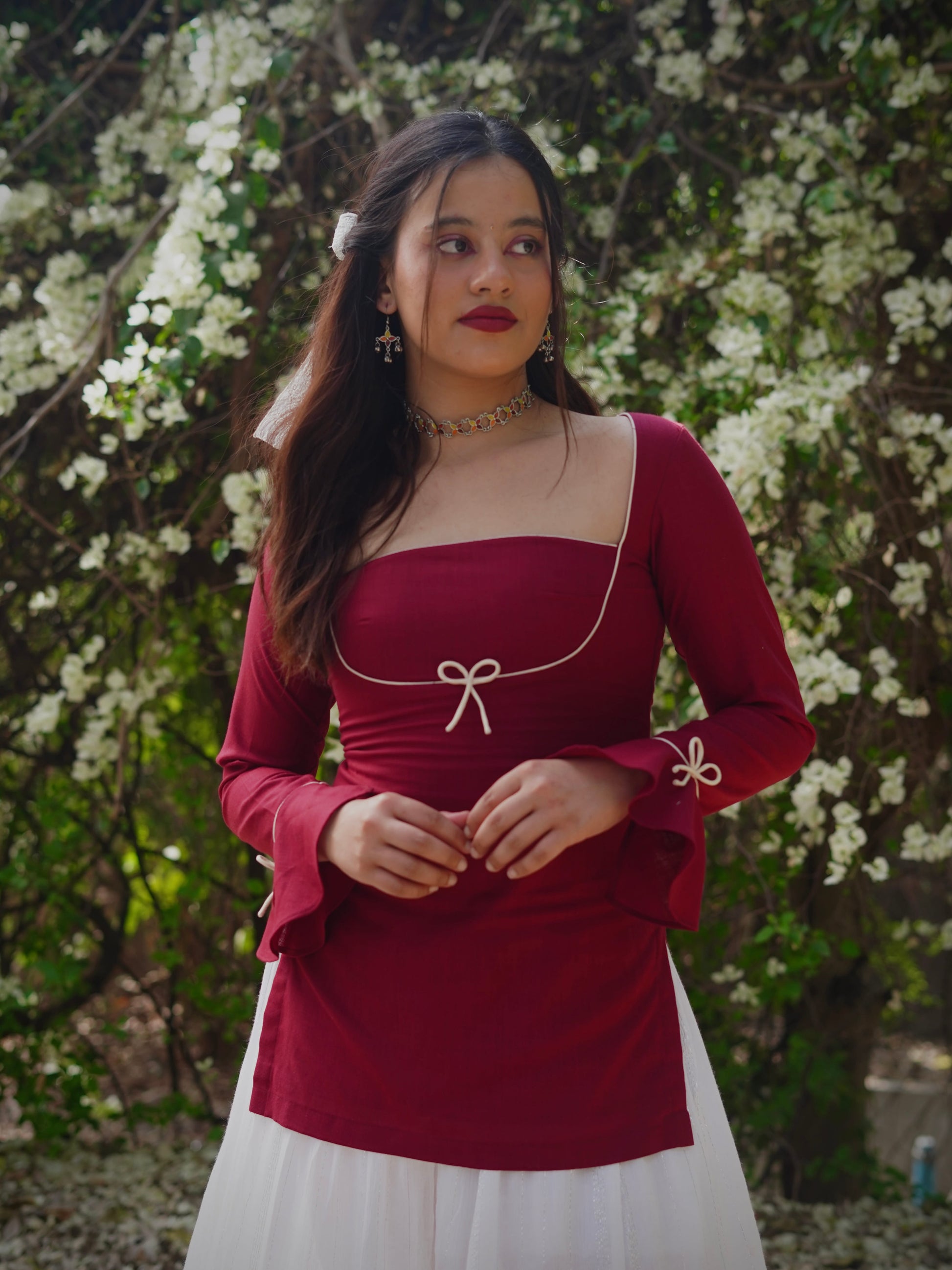 Sangria Ishq Bow Detail Kurti
