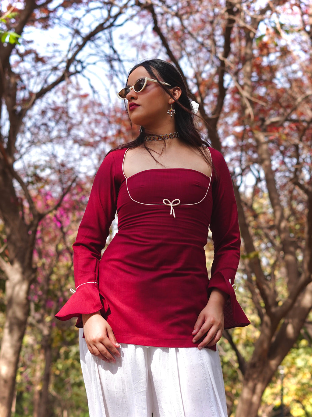 Sangria Ishq Bow Detail Kurti