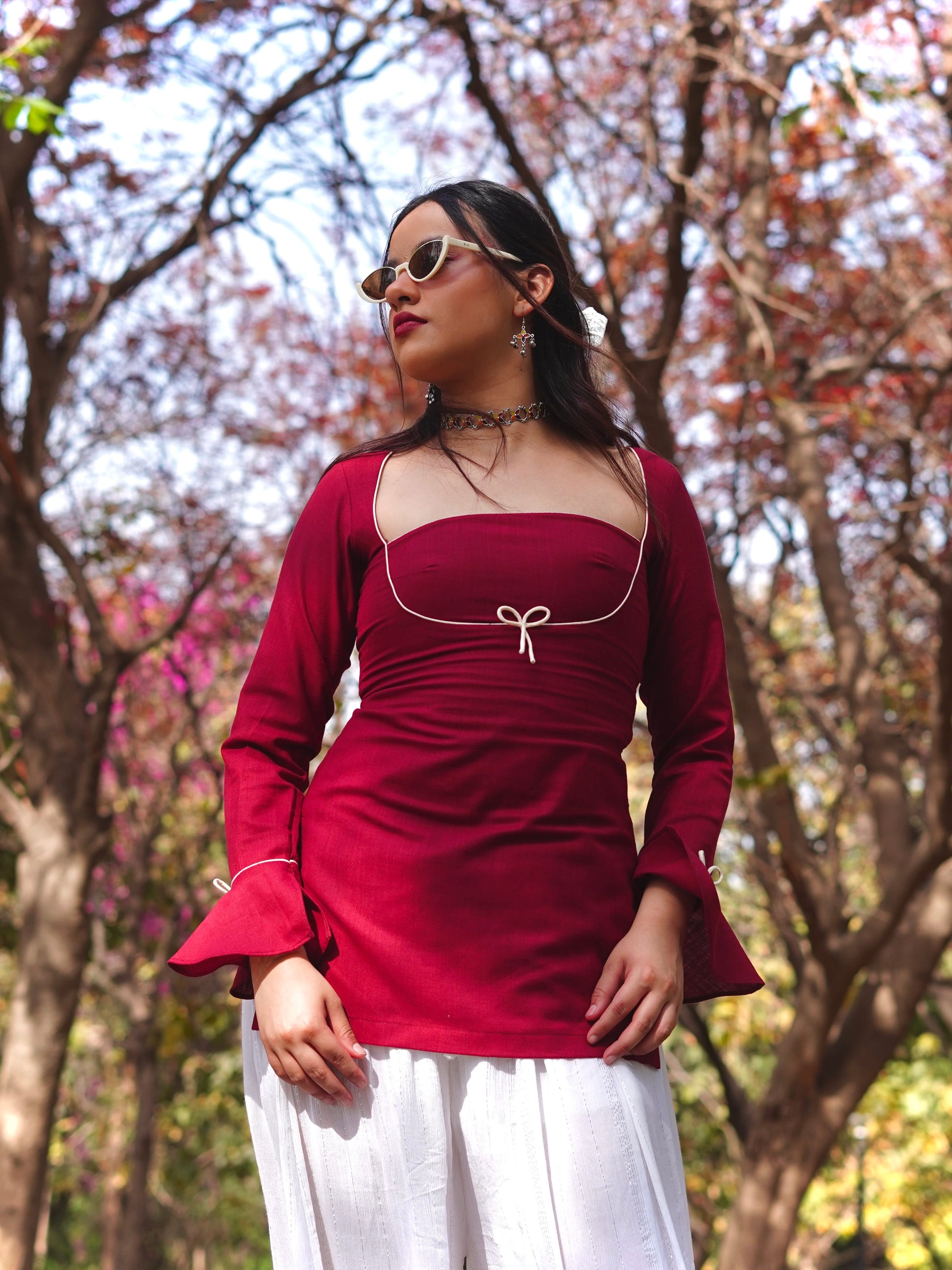 Sangria Ishq Bow Detail Kurti